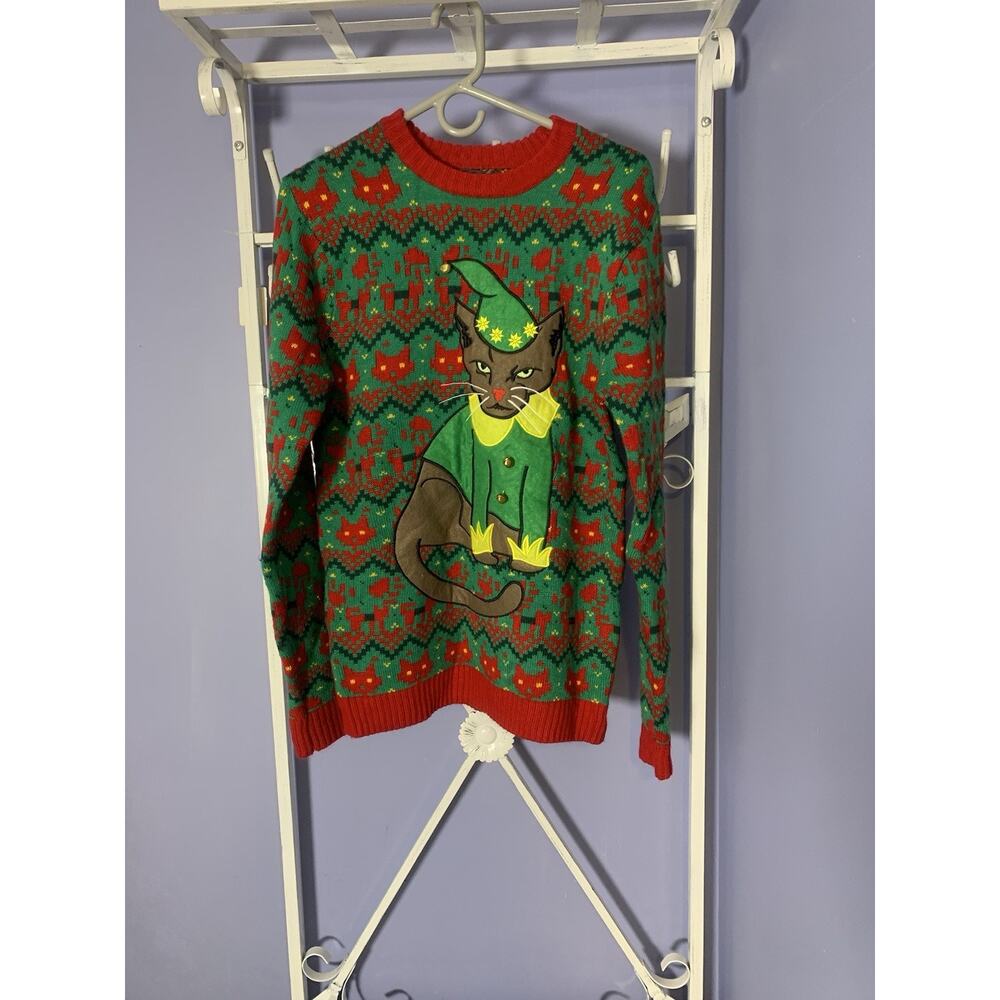 33 Degrees Ugly Christmas Sweater Grumpy Cat Bells Holiday Time Md